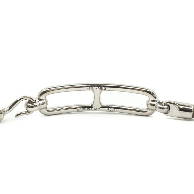 Hermes Leather Bracelet Ruri Double Tour Gray Silver