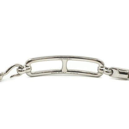Hermes Leather Bracelet Ruri Double Tour Gray Silver