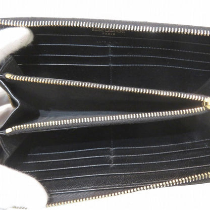 Saint Laurent Yves Stitch Zip Around Monogram YSL Wallet Leather