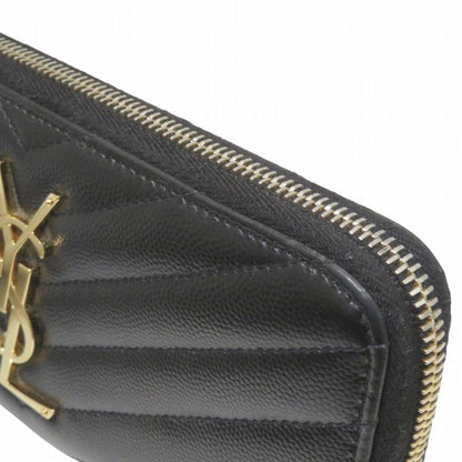 Saint Laurent Yves Stitch Zip Around Monogram YSL Wallet Leather