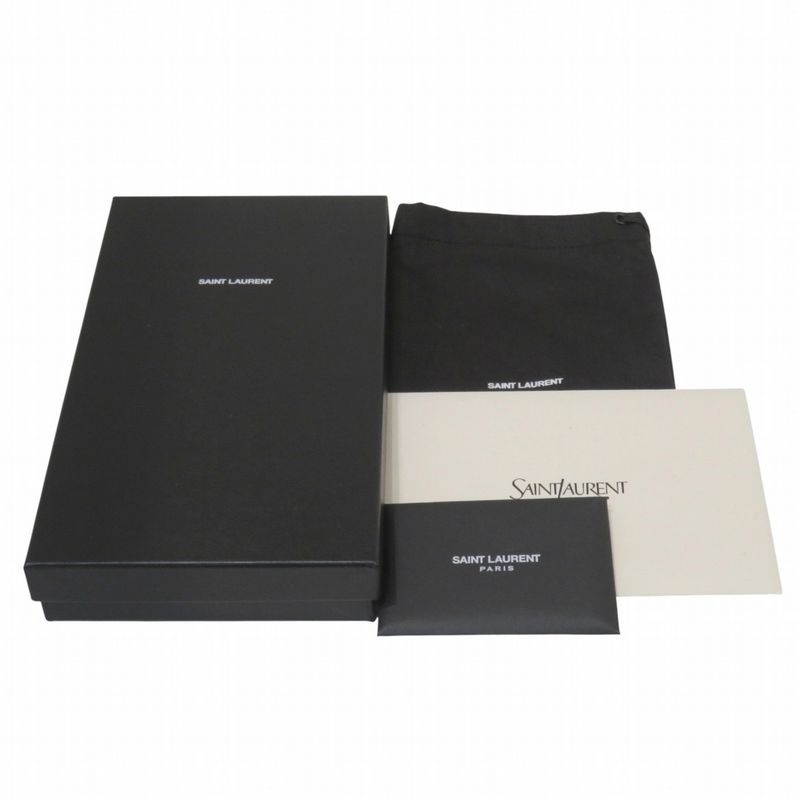 Saint Laurent Yves Stitch Zip Around Monogram YSL Wallet Leather