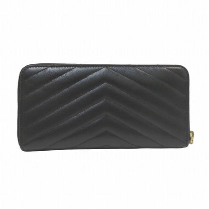Saint Laurent Yves Stitch Zip Around Monogram YSL Wallet Leather