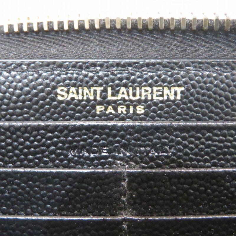Saint Laurent Yves Stitch Zip Around Monogram YSL Wallet Leather
