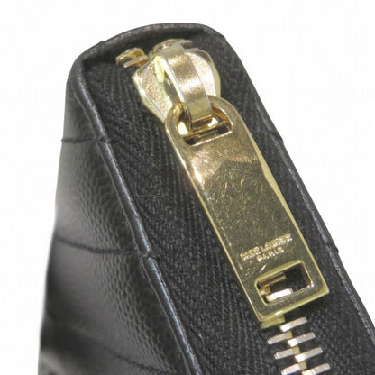 Saint Laurent Yves Stitch Zip Around Monogram YSL Wallet Leather