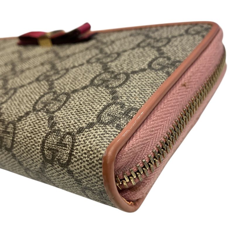 Gucci GG Supreme Wallet Canvas Beige Pink