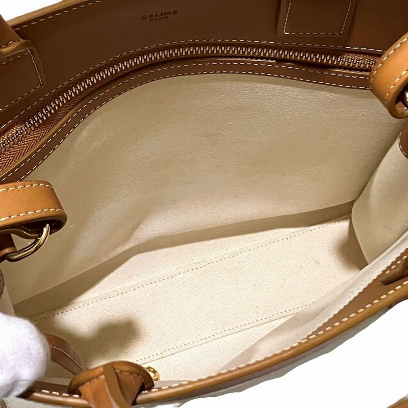 Celine Vertical Cabas Small Tote Canvas Leather