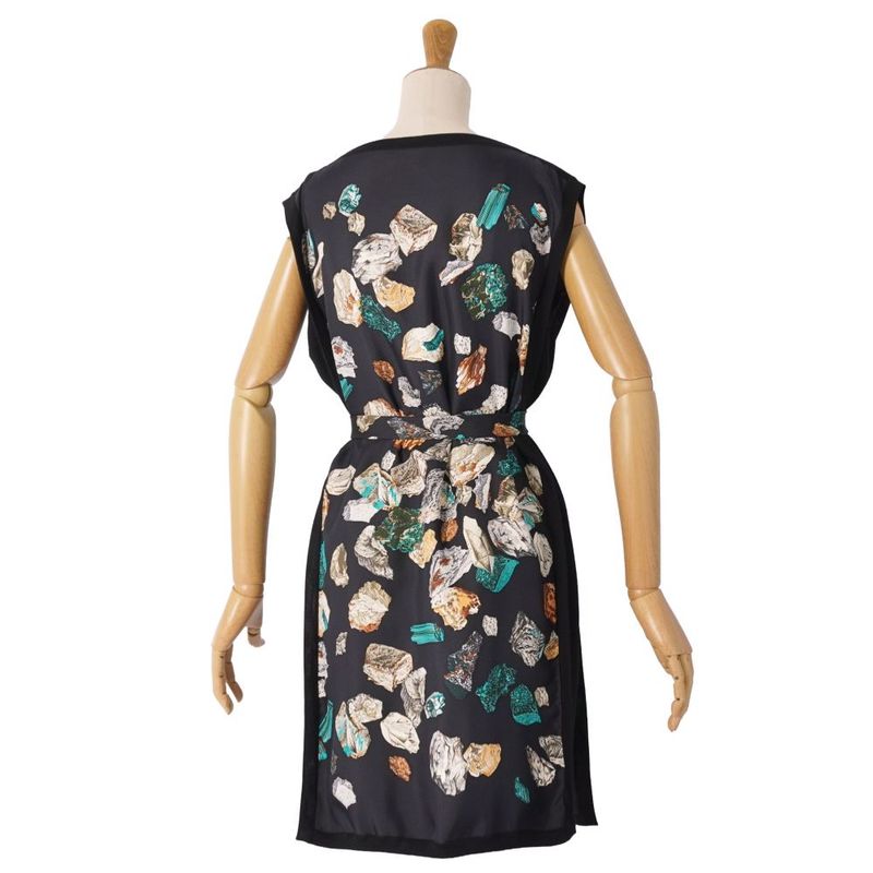 Hermes Dress Belted Knit Sleeveless Silk