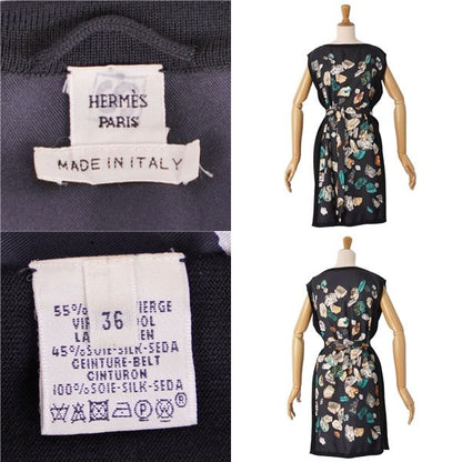Hermes Dress Belted Knit Sleeveless Silk