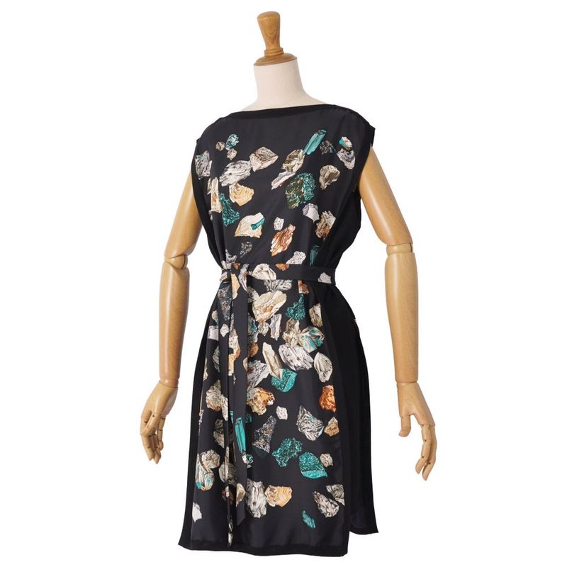 Hermes Dress Belted Knit Sleeveless Silk