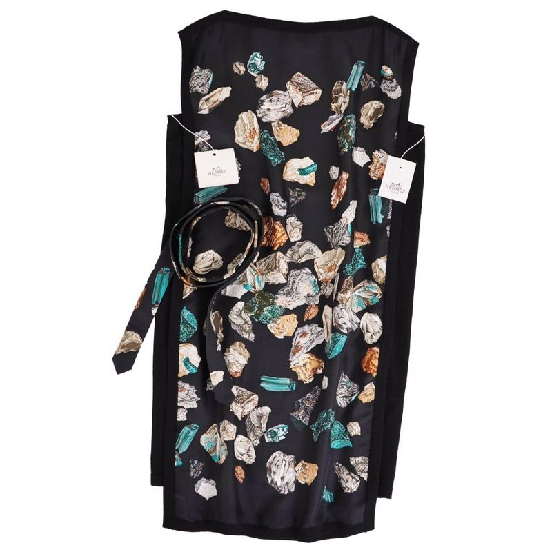 Hermes Dress Belted Knit Sleeveless Silk