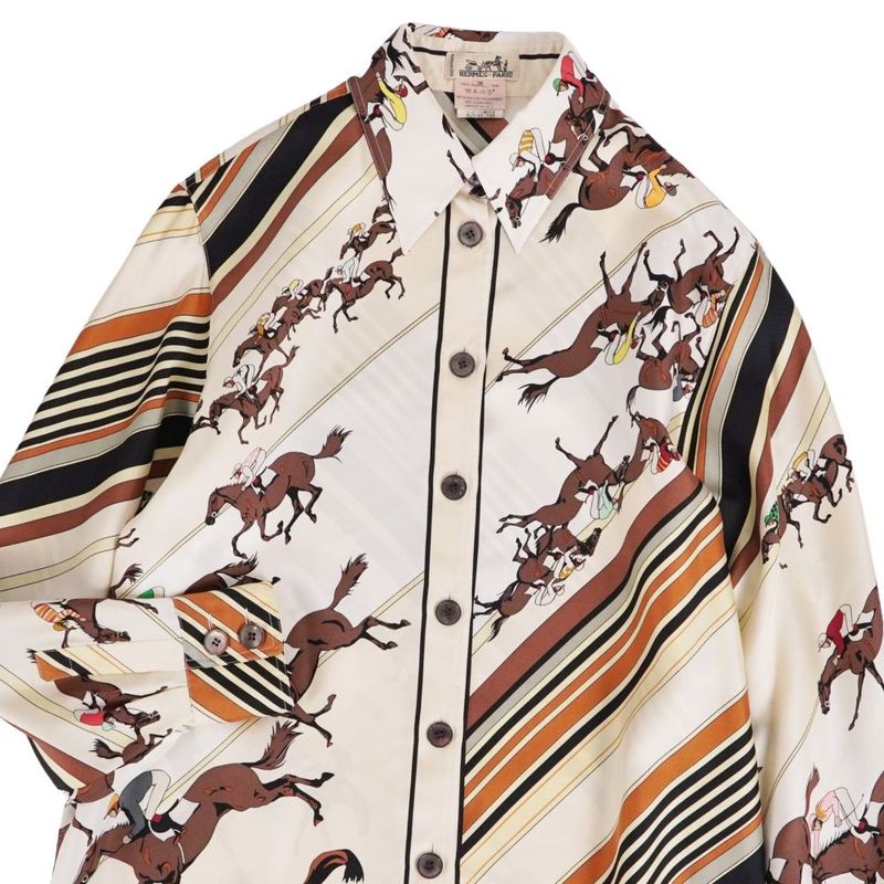 Hermes Vintage Shirt Long Sleeve All Over Pattern