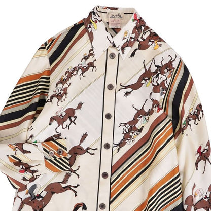 Hermes Vintage Shirt Long Sleeve All Over Pattern