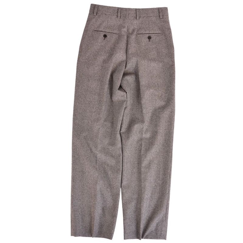 Celine Pants Long Houndstooth Wool Brown Gray