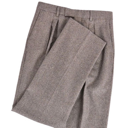 Celine Pants Long Houndstooth Wool Brown Gray