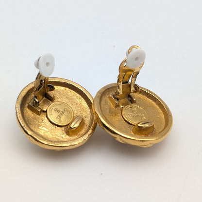 Chanel Earrings Camellia Faux Pearl Gold Large
