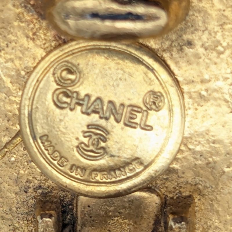Chanel Earrings Camellia Faux Pearl Gold Large