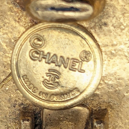 Chanel Earrings Camellia Faux Pearl Gold Large