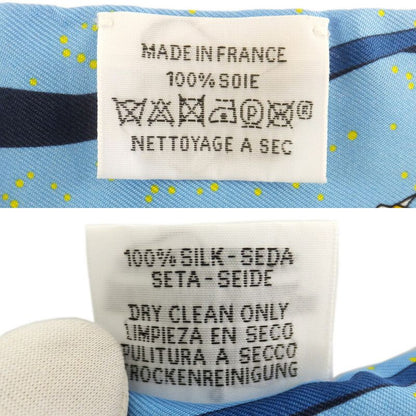 Hermes Twilly Space Darby Light Blue Silk All Over Pattern Scarf