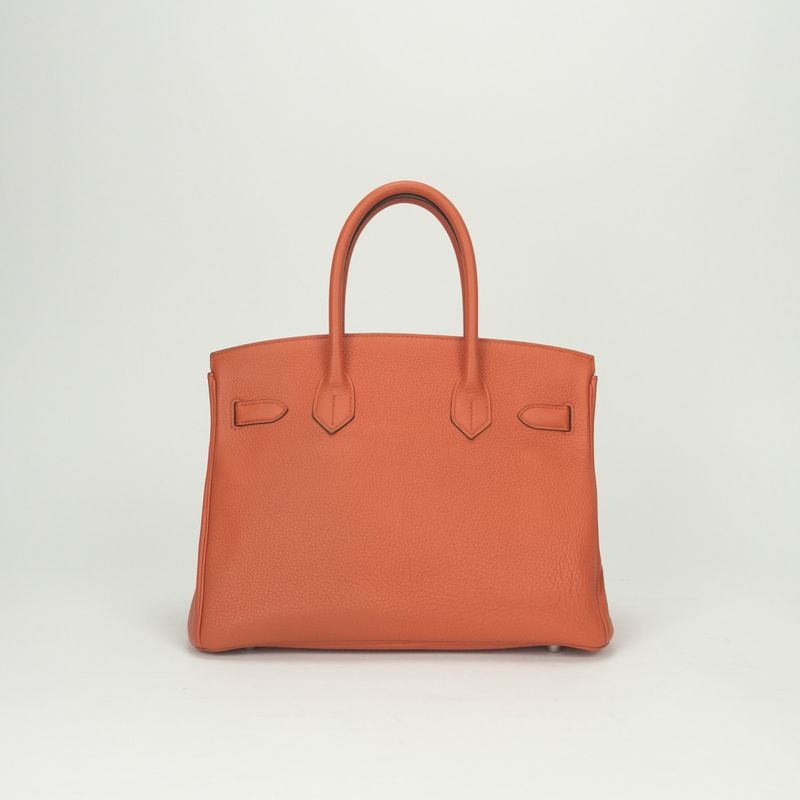 Hermes Birkin 30 Bag Togo Orange Poppy Silver Handbag Poppy