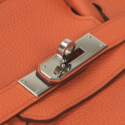 Hermes Birkin 30 Bag Togo Orange Poppy Silver Handbag Poppy