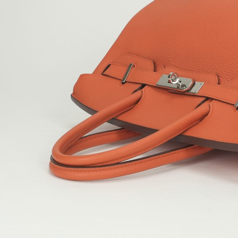 Hermes Birkin 30 Bag Togo Orange Poppy Silver Handbag Poppy
