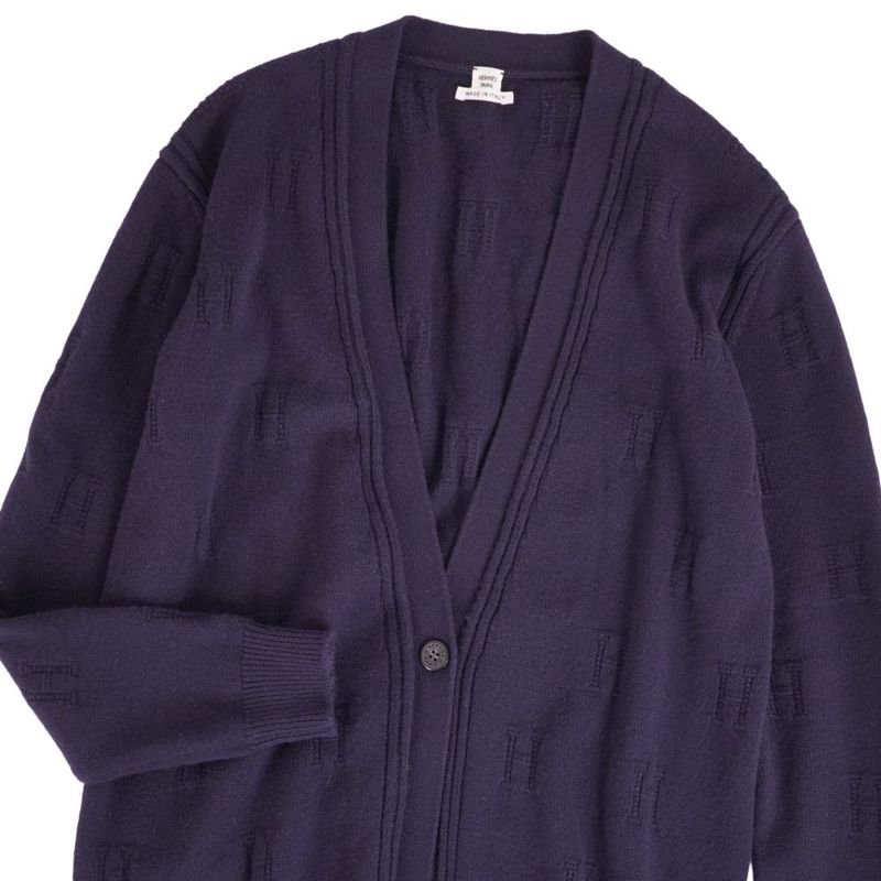 Hermes Cardigan Knit Logo Wool Ring