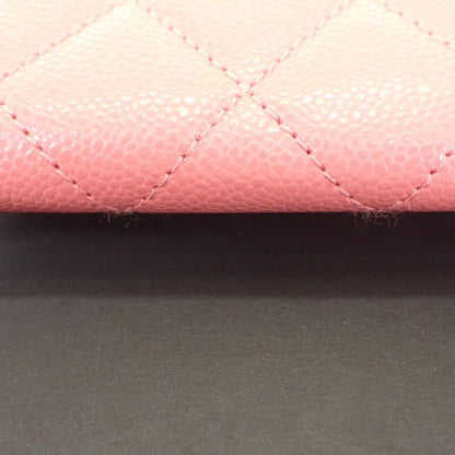 Chanel Classic Flap Card Case Coin Caviar Leather Pink CC Logo Gold Handbag