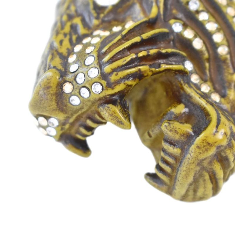 Gucci Taiga Head Brooch Rhinestone Decoration Brown