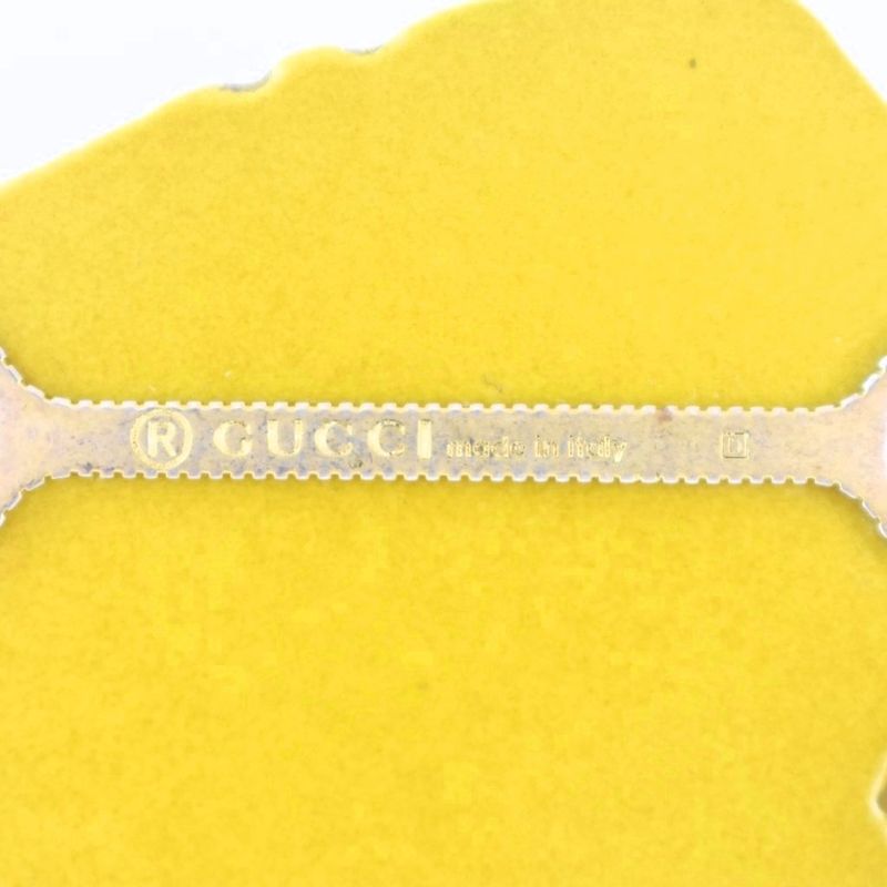 Gucci Taiga Head Brooch Rhinestone Decoration Brown