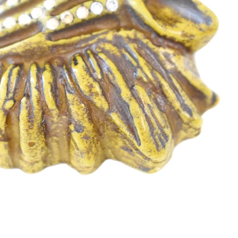 Gucci Taiga Head Brooch Rhinestone Decoration Brown