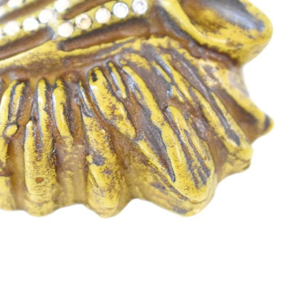Gucci Taiga Head Brooch Rhinestone Decoration Brown