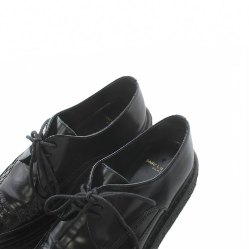 Saint Laurent Paris Creepers Lofa Pointed Toe Leather 37 Black Heel