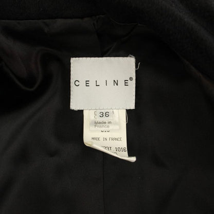 Celine Double Breasted Coat Long Cashmere 36 Black YT