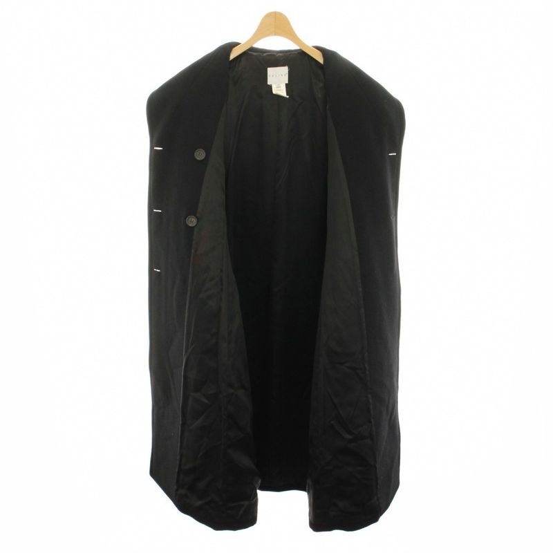 Celine Double Breasted Coat Long Cashmere 36 Black YT