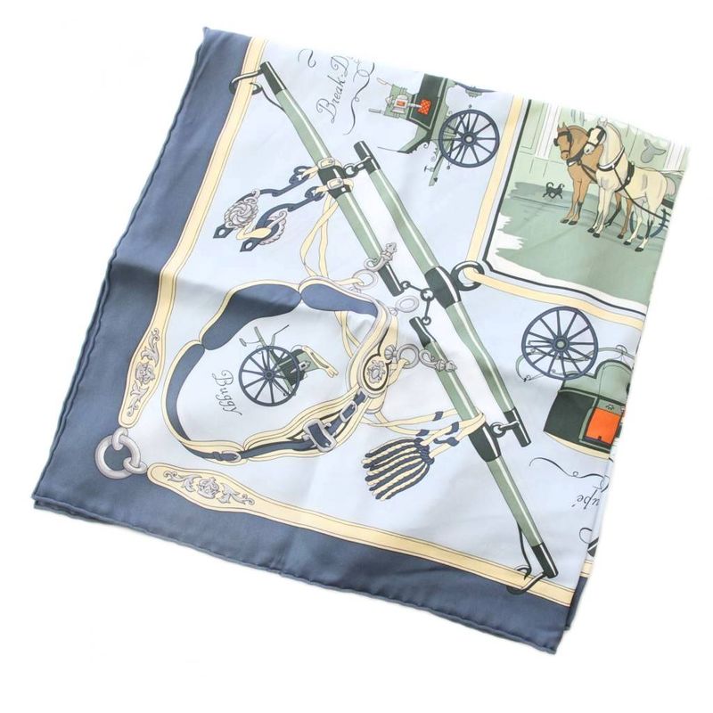 Hermes Carre 70 Palonniers Scarf Silk All Over Pattern Light Blue TK Light Multicolor
