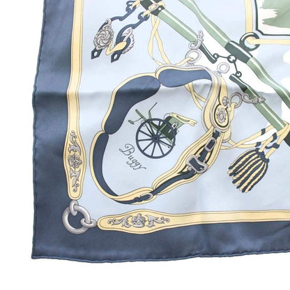 Hermes Carre 70 Palonniers Scarf Silk All Over Pattern Light Blue TK Light Multicolor