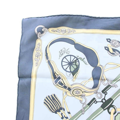 Hermes Carre 70 Palonniers Scarf Silk All Over Pattern Light Blue TK Light Multicolor