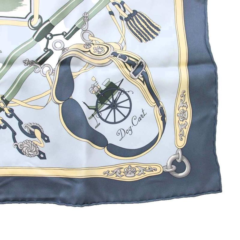 Hermes Carre 70 Palonniers Scarf Silk All Over Pattern Light Blue TK Light Multicolor