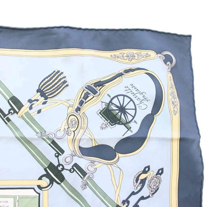 Hermes Carre 70 Palonniers Scarf Silk All Over Pattern Light Blue TK Light Multicolor