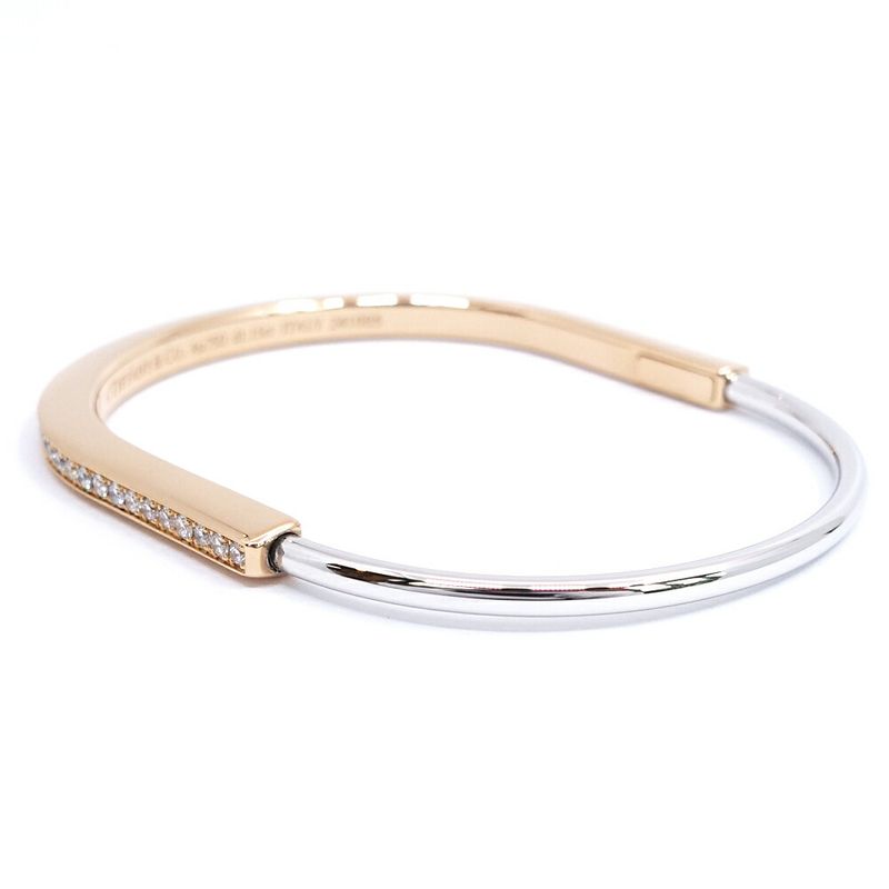 Tiffany & Co. 18K Pink Gold WG Lock Narrow Bangle Diamond Bracelet