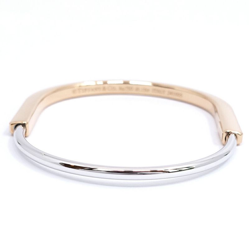 Tiffany & Co. 18K Pink Gold WG Lock Narrow Bangle Diamond Bracelet