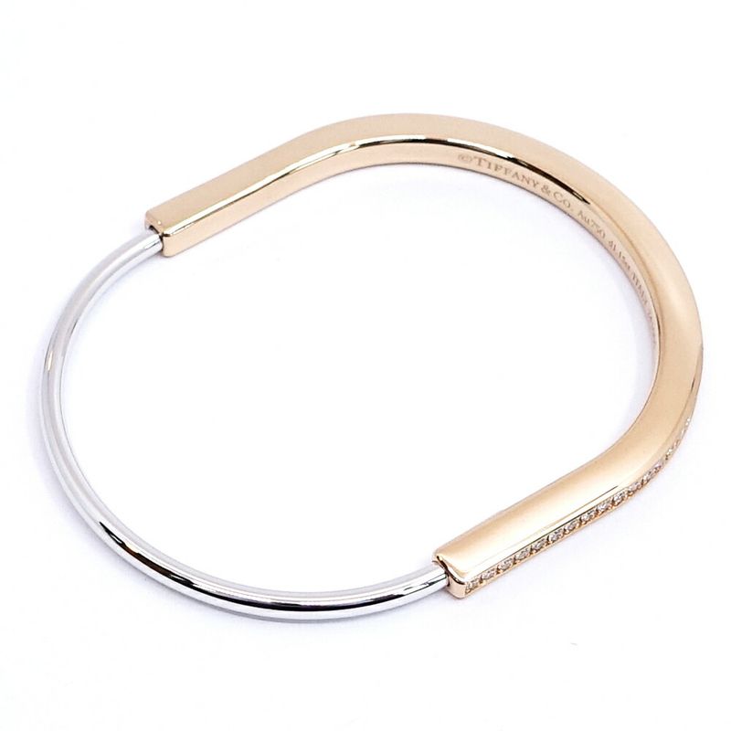 Tiffany & Co. 18K Pink Gold WG Lock Narrow Bangle Diamond Bracelet