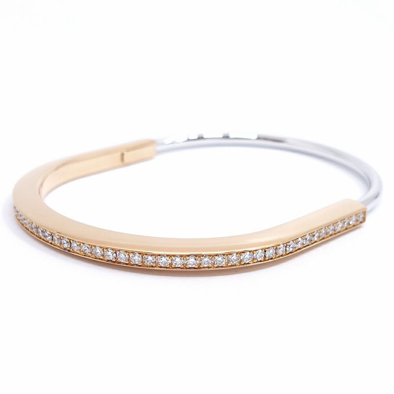 Tiffany & Co. 18K Pink Gold WG Lock Narrow Bangle Diamond Bracelet