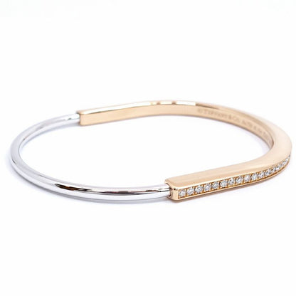 Tiffany & Co. 18K Pink Gold WG Lock Narrow Bangle Diamond Bracelet