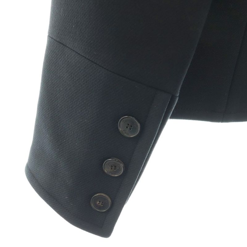 Dior Collarless Jacket Short Length One Color Wool Silk Blend Navy