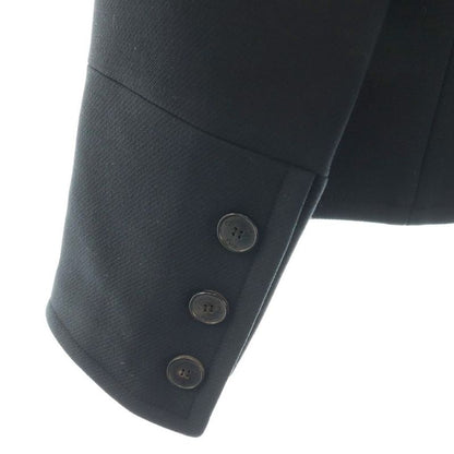 Dior Collarless Jacket Short Length One Color Wool Silk Blend Navy