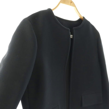 Dior Collarless Jacket Short Length One Color Wool Silk Blend Navy
