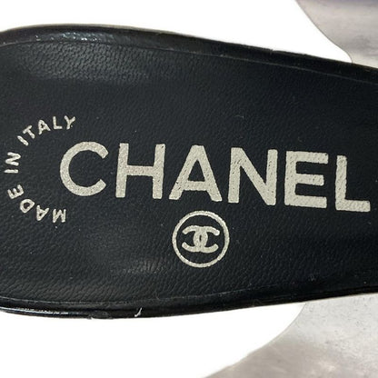 Chanel Sandals 36.5 Black Clear Wedge Sole Leather