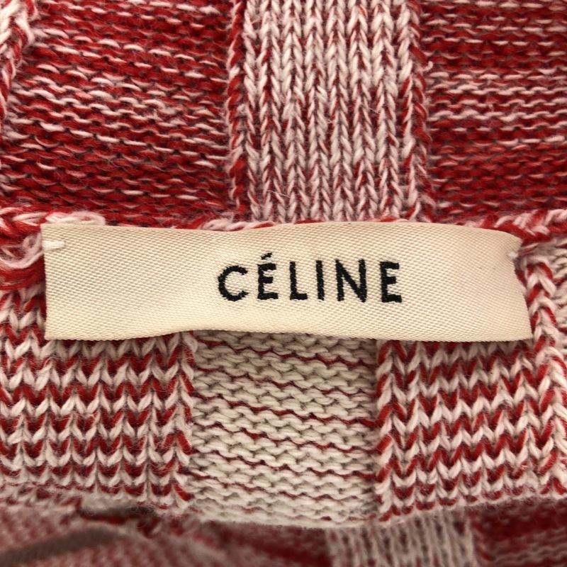 Celine by Phoebe Philo High Neck Rib Stripe Knit Sweater 2 Red White