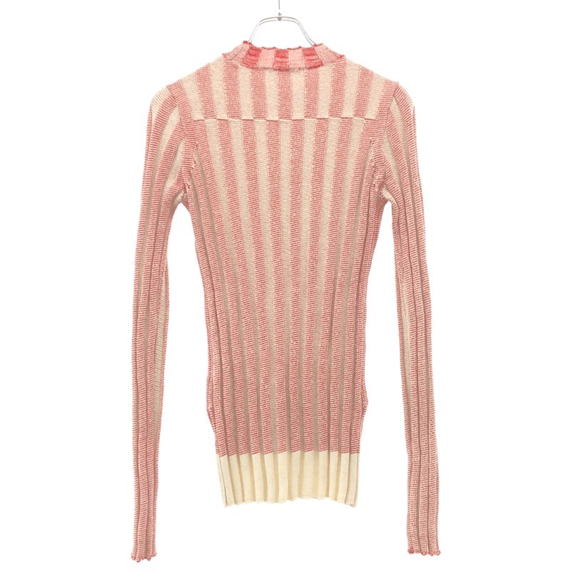 Celine by Phoebe Philo High Neck Rib Stripe Knit Sweater 2 Red White